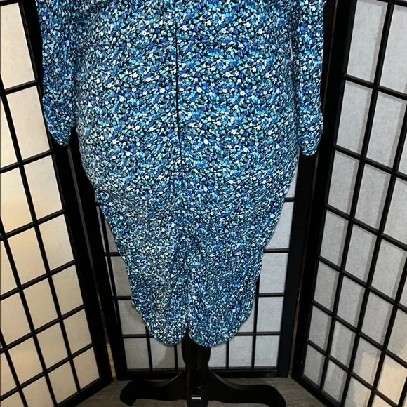 Zara Blue Puff Sleeve Sheath Dress - Picture 3 of 14